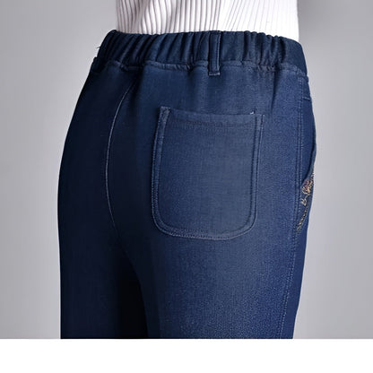 Icone™ CasualJeans: Elastisk Høj Talje Stretch Lige Ben Casual Jeans
