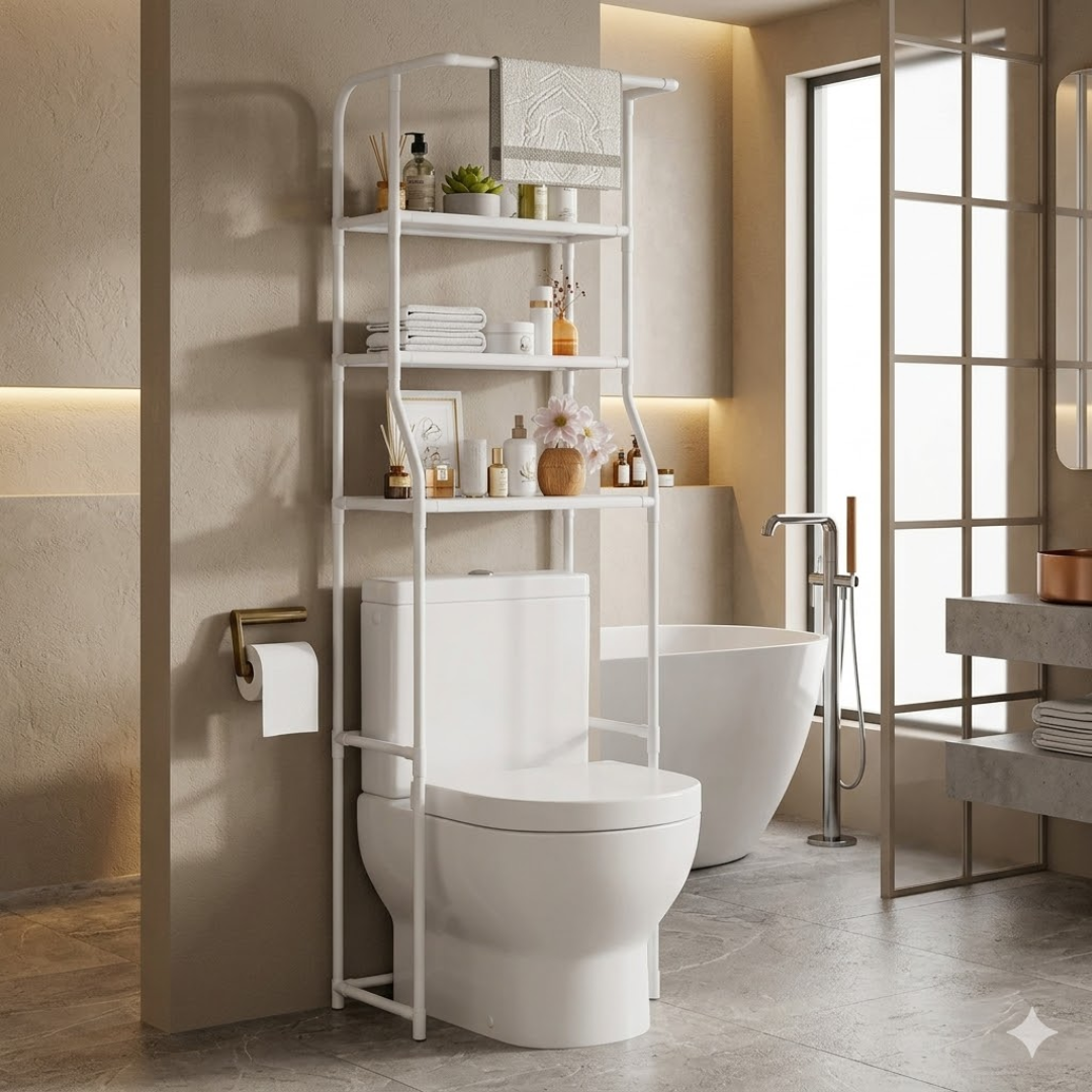 GlideHold® BathroomShelf: Stilfuld Minimalistisk 3-Niveau Badeværelseshylde