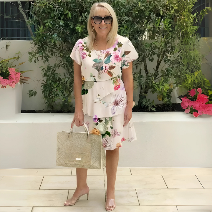 Icone™ SpringDress: Kvinners Vår Blomsterkaskade Elegant Kjole