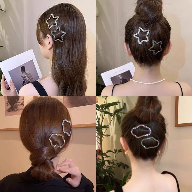 Rose® BlingClips - Rhinsten Bling Snap Hårspenner Barrettes