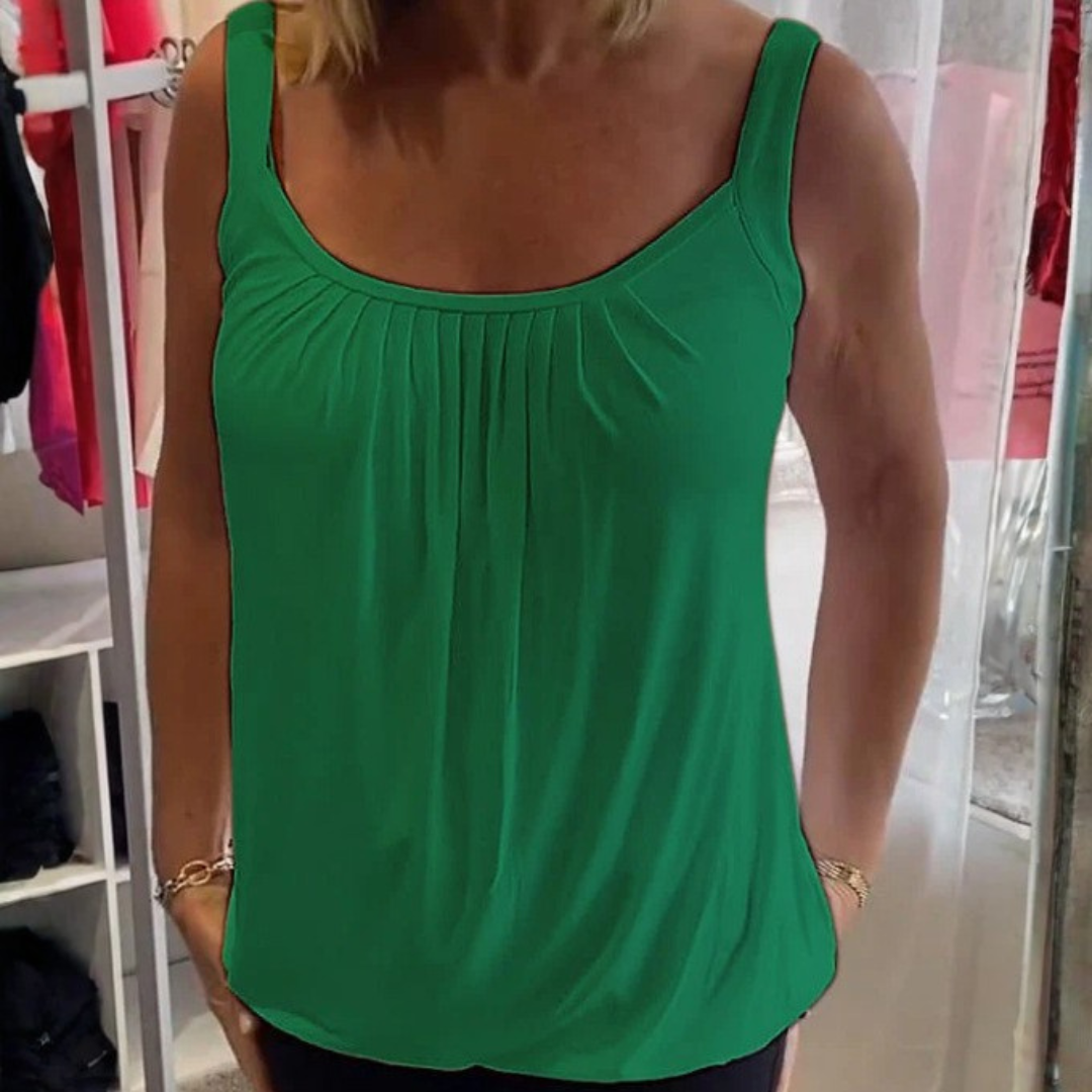 Icone™ SleevelessTop: Stilfuld Sommer Enkel Plisseret Tank Uden Ærmer Top
