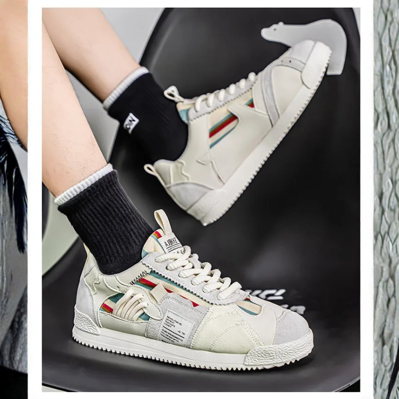Happy™ PatchworkShoes: Mænd Stilfulde Streetwear Patchwork Sko
