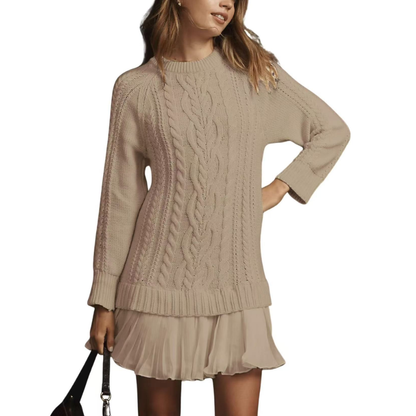 Icone™ KnittedDress: Koselig Midi Langermet Strikket Kjole