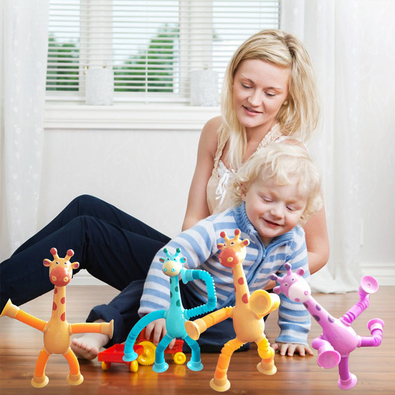 Kletshuts™ StretchyGiraffe: Teleskopisk Strekkbart Giraffleketøy Med Sugekopp
