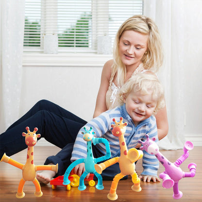 Kletshuts™ StretchyGiraffe: Teleskopisk Strekkbart Giraffleketøy Med Sugekopp