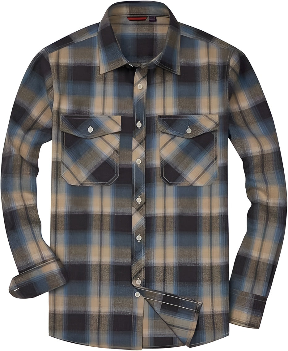 Icone™ CheckeredLongsleeves: Klassisk Avslappet Knapp Ned Rutete Langermet