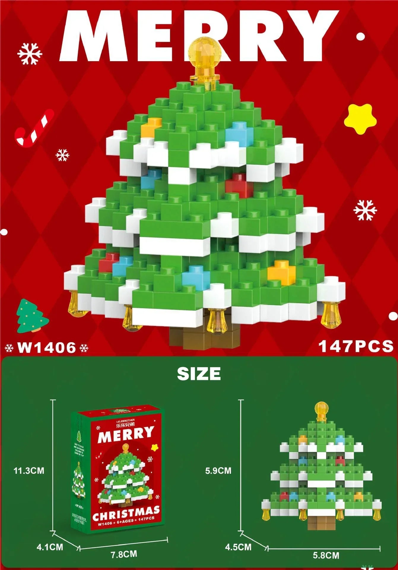 Kletshuts™ HolidayBlocks 1+1 GRATIS: Barn Kreative Mikro Byggeklosser Jul Høytidsutgave