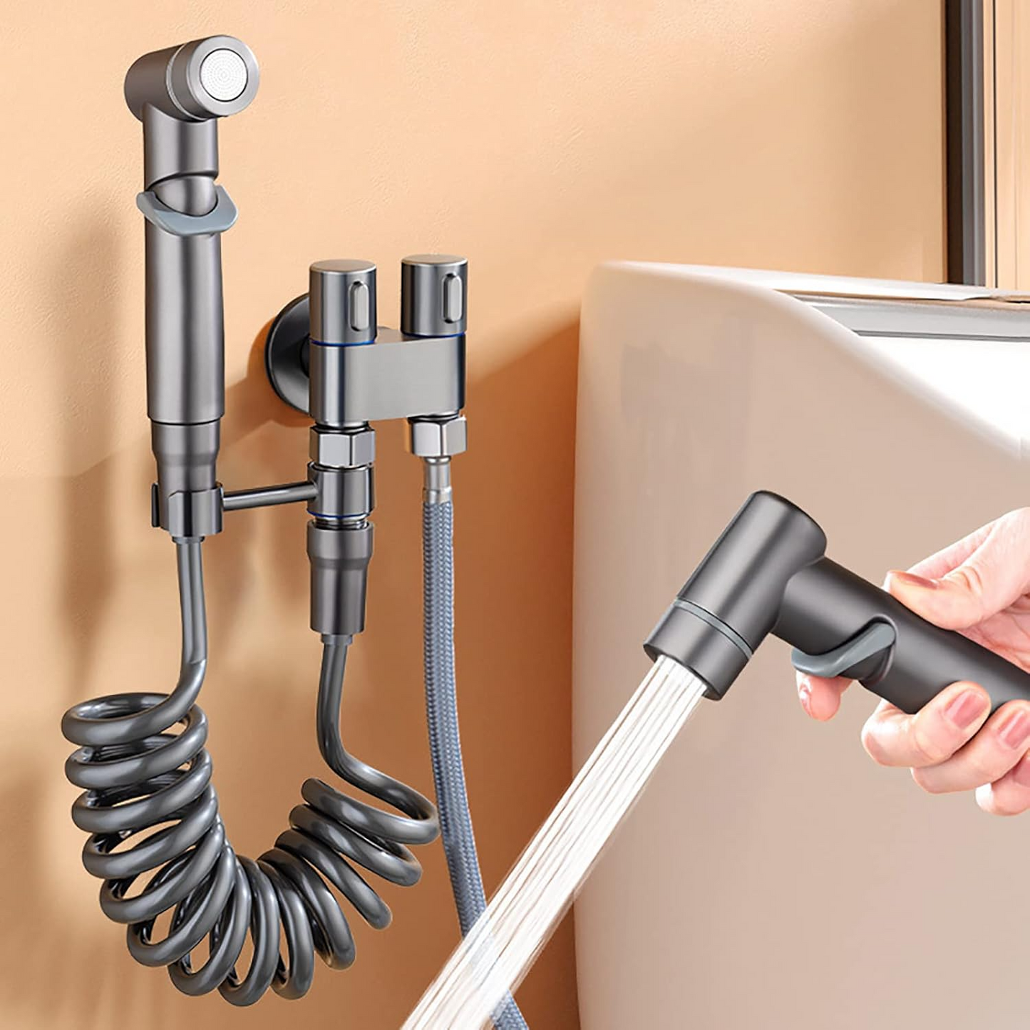 Globetrek° PremiumBidet - Nem Installation Dobbelt Ventil Håndholdt Præmie Bidet Sæt
