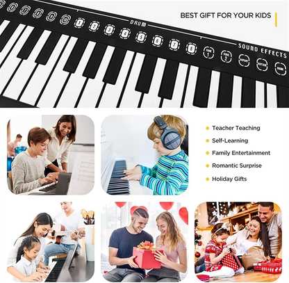 Kletshuts™ PortablePiano: Letvægts Musik Rul-Op Bærbar Klavertastatur