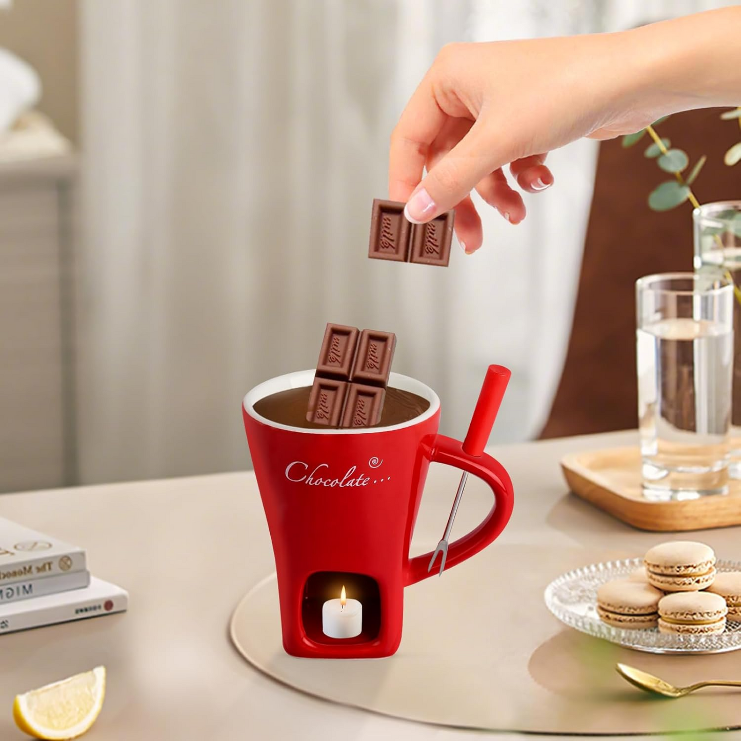 Globetrek° FondueMug – Keramisk Elegant Sjokoladefonduekrus Med Rører