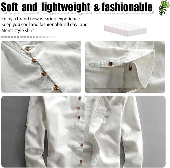Icone™ CollarlessLongsleeves: Herre Japansk Stil Pustende Krageløs Langermet