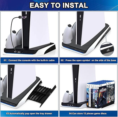 PS5Dock - 4 i 1 PS5 Multifunksjonell Dockingstasjon