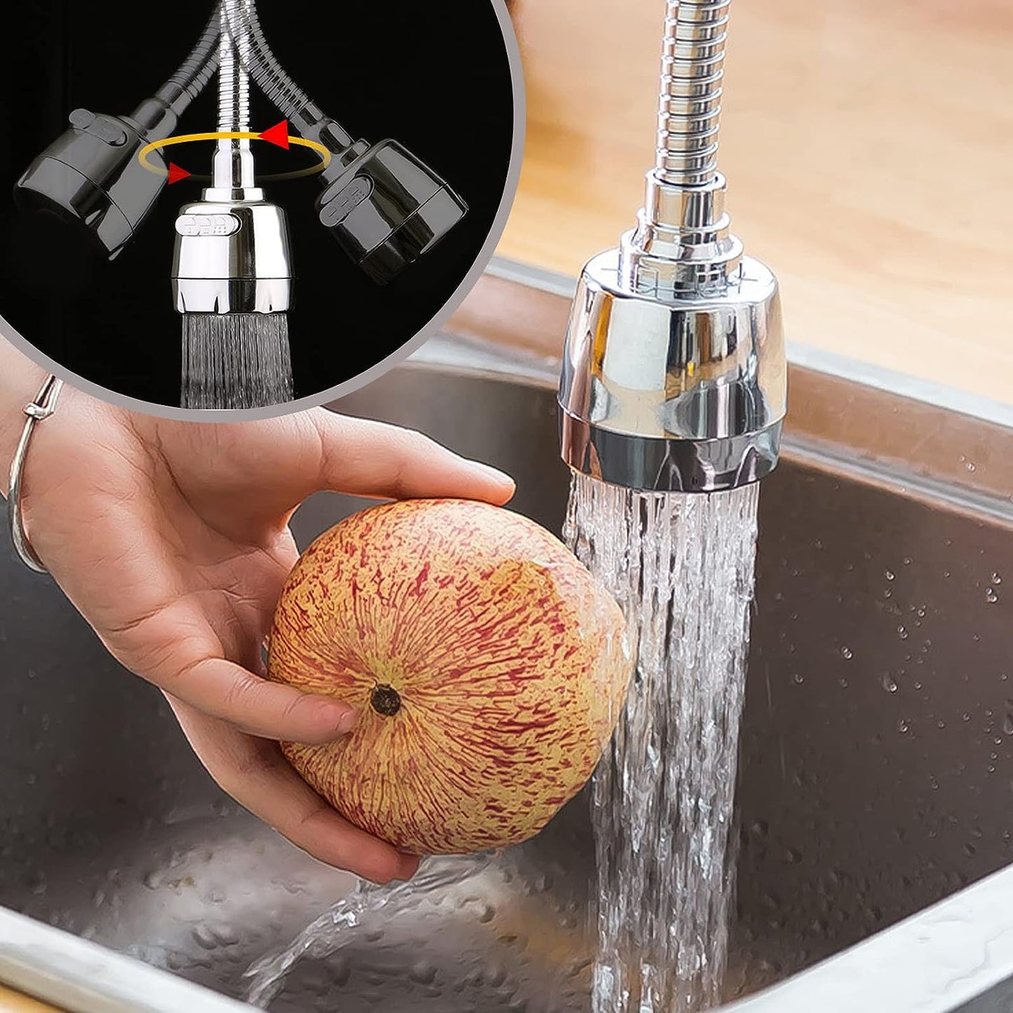 Globetrek° RotateFaucet 1+1 GRATIS: Universel 3-Mode Nem Installation Drej Faucet