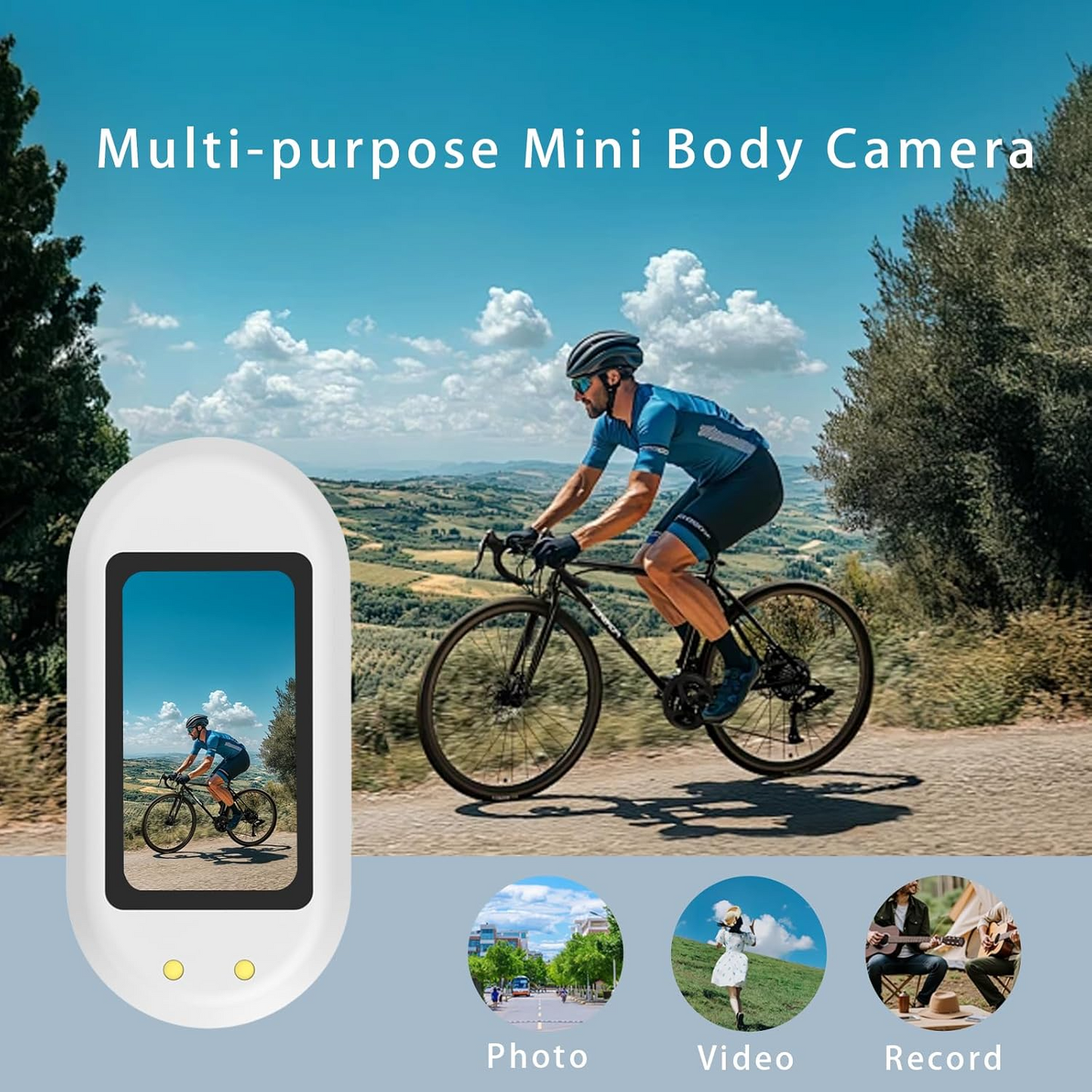 Bodykamera: Enkel Berøring Betjening HD Opptak Handsfree Kompakt Kroppskamera