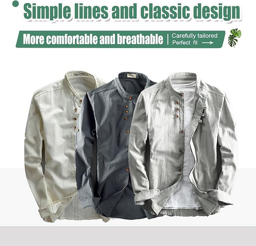 Icone™ CollarlessLongsleeves: Herre Japansk Stil Pustende Krageløs Langermet