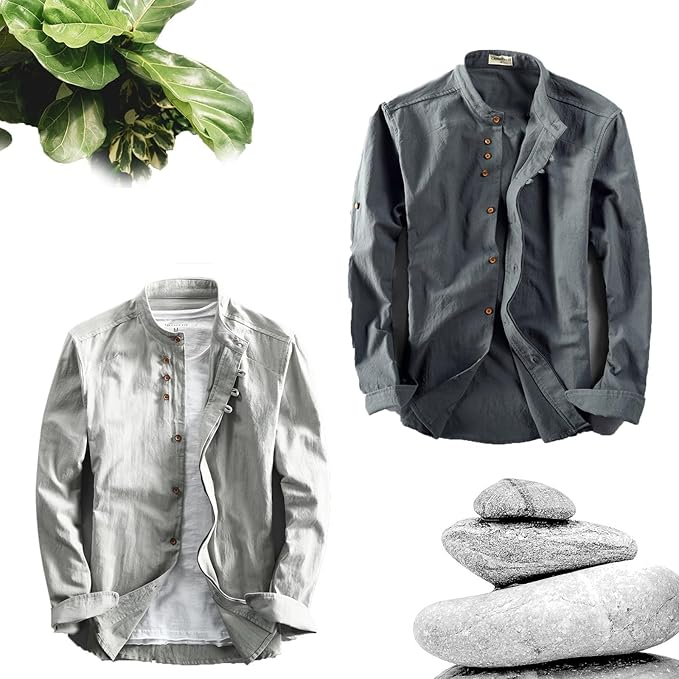 Icone™ CollarlessLongsleeves: Herre Japansk Stil Pustende Krageløs Langermet