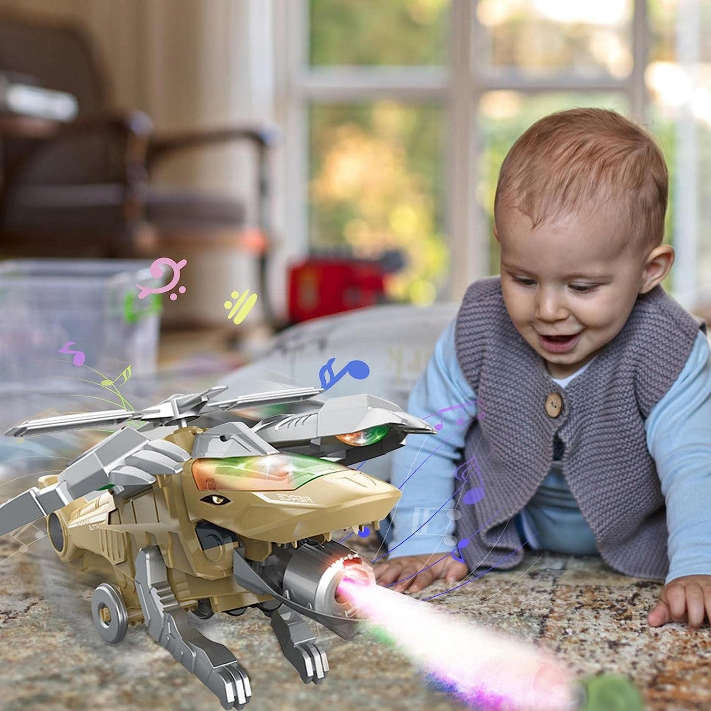 Kletshuts™ Dino - LED Transformerende Dinosaur Helikopter Leketøy