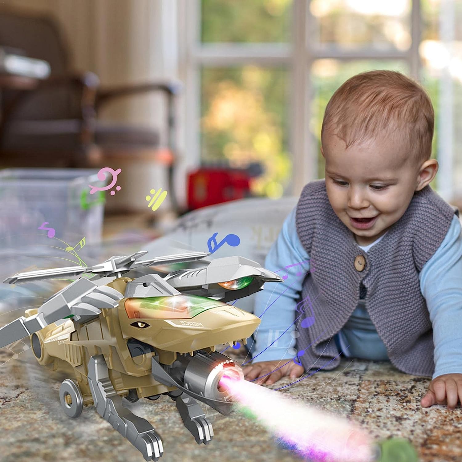 Kletshuts™ Dino - LED Transformerende Dinosaur Helikopter Leketøy