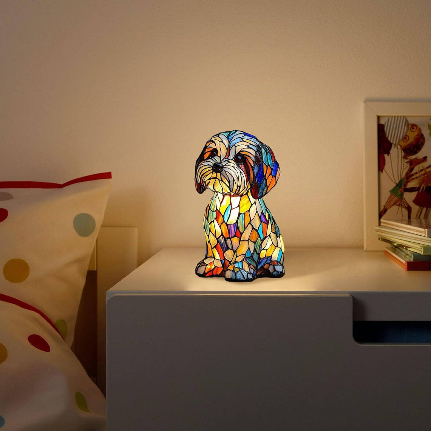 Ledsen™ DogLamp: Moderne Kunstnerisk Flekkete Ambient Hundelampe
