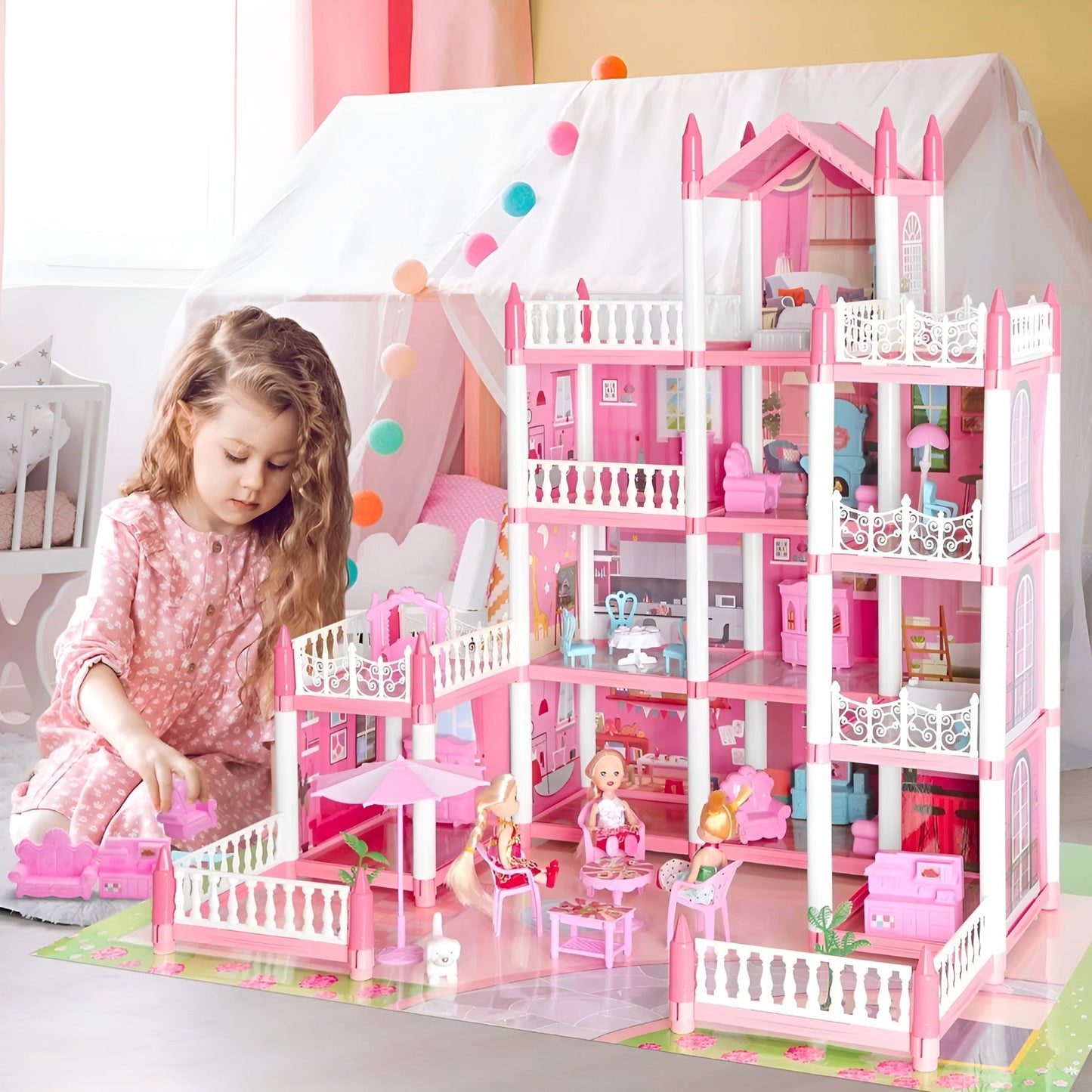 Kletshuts™ MiniMansion: Prinsesse Drømmeslott DIY Dukkehus Mini Palass Lekesett