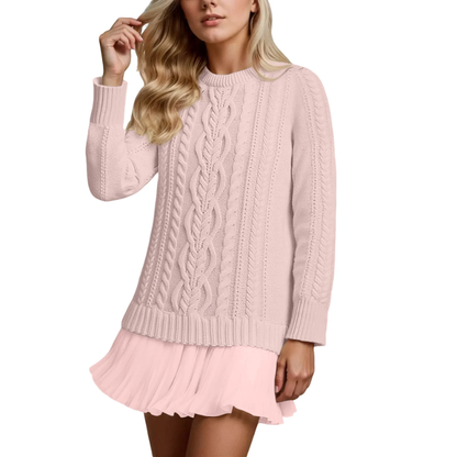 Icone™ KnittedDress: Koselig Midi Langermet Strikket Kjole