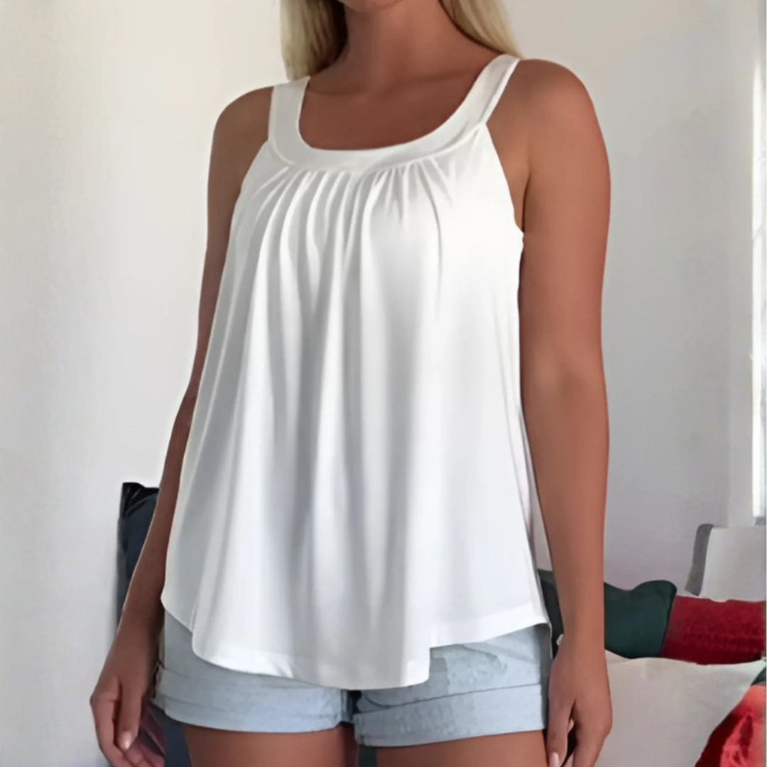 Icone™ SleevelessTop: Stilfuld Sommer Enkel Plisseret Tank Uden Ærmer Top