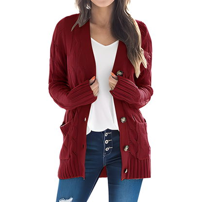 Icone™ KnittedCardigan: Dame Koselig Lang Strikket Cardigan