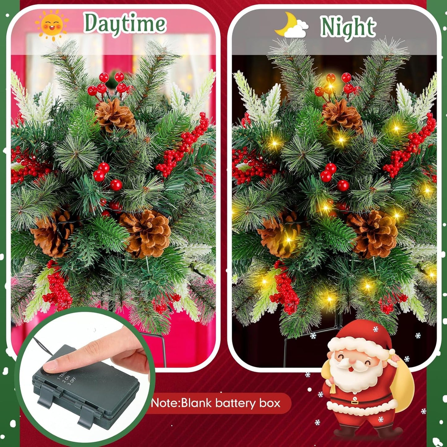 Ledsen™ ChristmasBushes: Utendørs LED Opplyste Julebusker Plantepottefyll