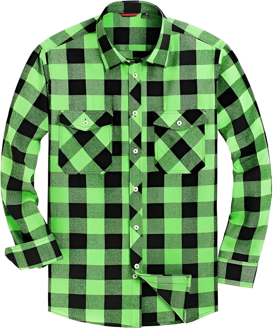 Icone™ CheckeredLongsleeves: Klassisk Avslappet Knapp Ned Rutete Langermet