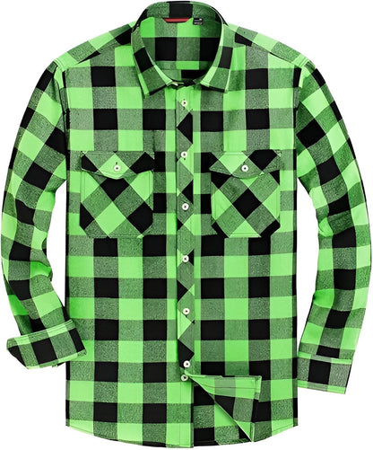 Icone™ CheckeredLongsleeves: Klassisk Avslappet Knapp Ned Rutete Langermet