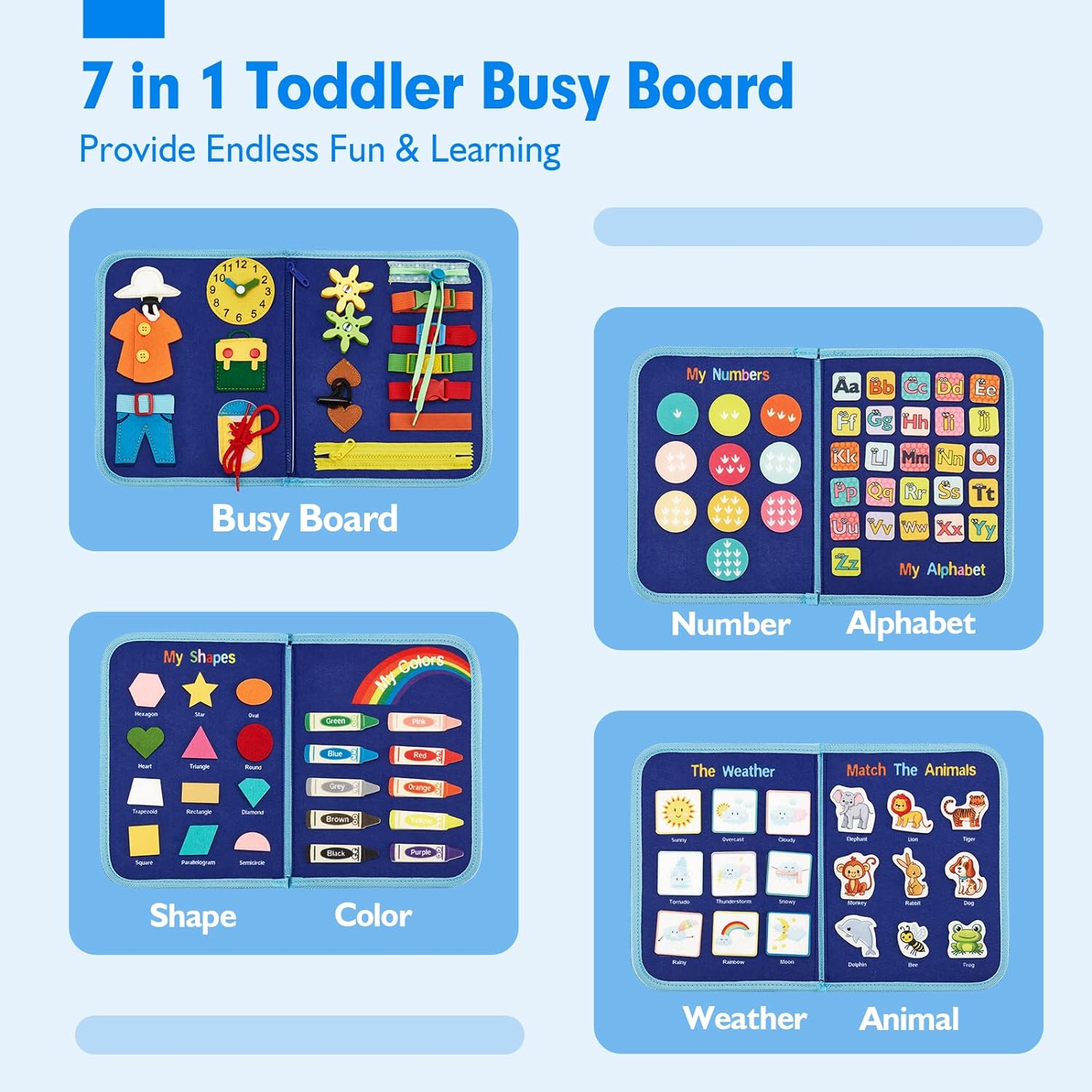 Kletshuts™ BusyBoard: Sensoriske Finmotoriske Ferdigheter Montessori Pedagogisk Busy Board