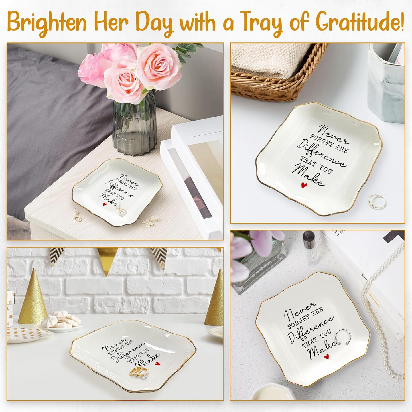 JewelryPlate 1+1 GRATIS: Keramisk Statement Elegant Gave Smykke Dekorativ Tallerken