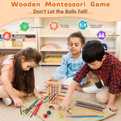 Kletshuts™ StickTower: Klassisk Montessori-inspirert stikktårn stablingsspill