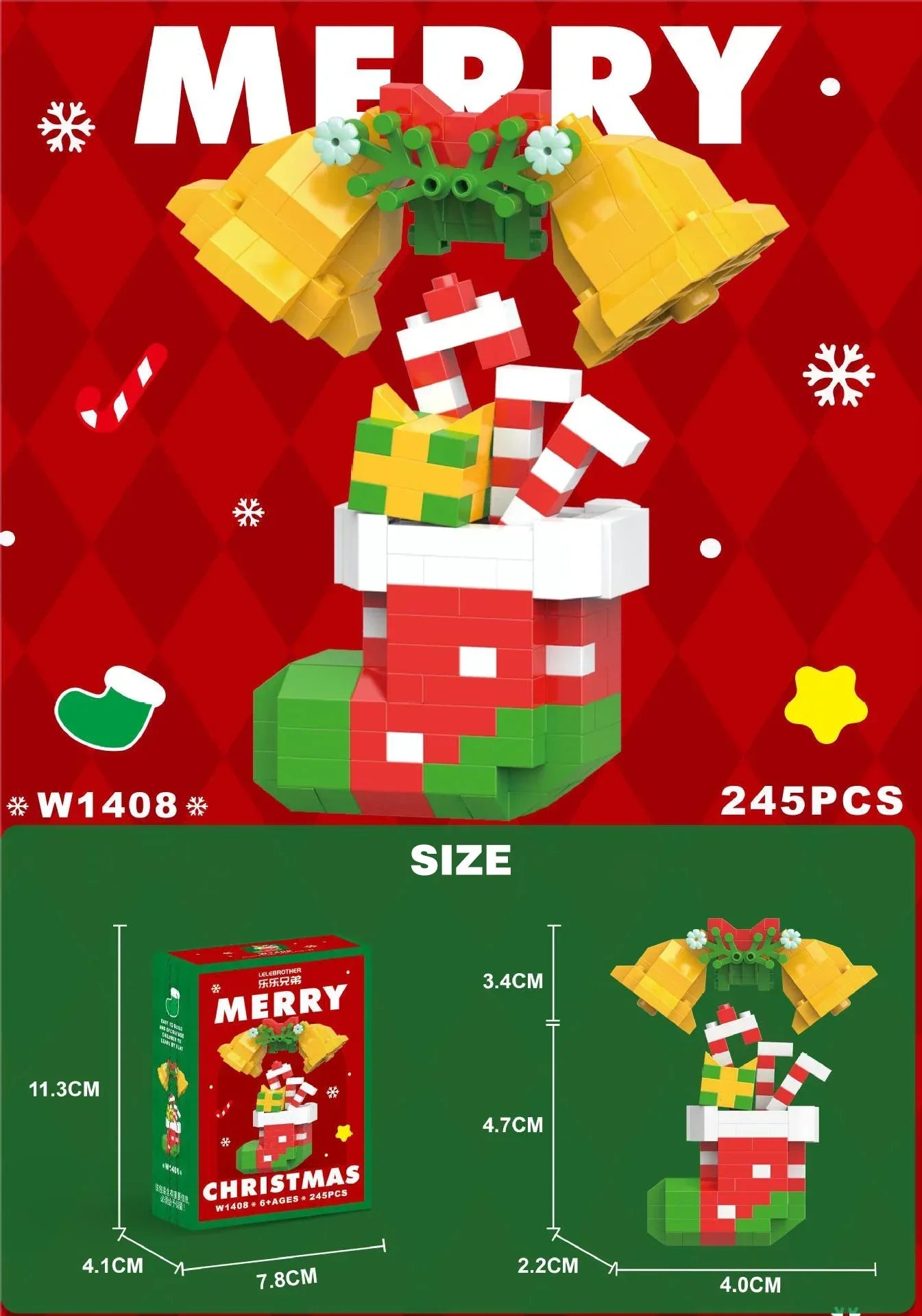 Kletshuts™ HolidayBlocks 1+1 GRATIS: Barn Kreative Mikro Byggeklosser Jul Høytidsutgave