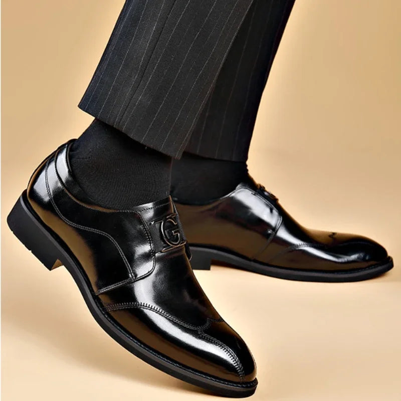 Happy™ ClassyShoes: Luksus Herre Skinn Formelle Spisse Oxford Klassiske Sko