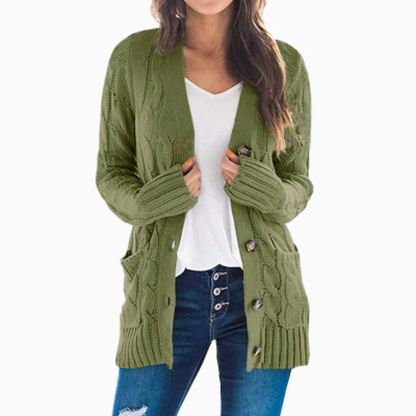 Icone™ KnittedCardigan: Dame Koselig Lang Strikket Cardigan
