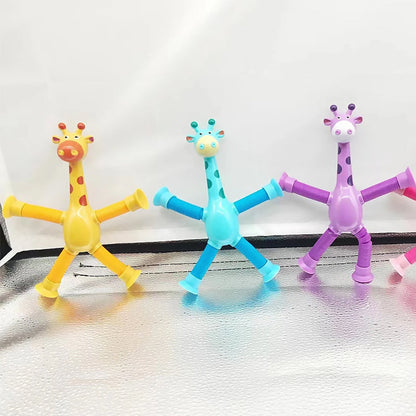 Kletshuts™ StretchyGiraffe: Teleskopisk Strekkbart Giraffleketøy Med Sugekopp