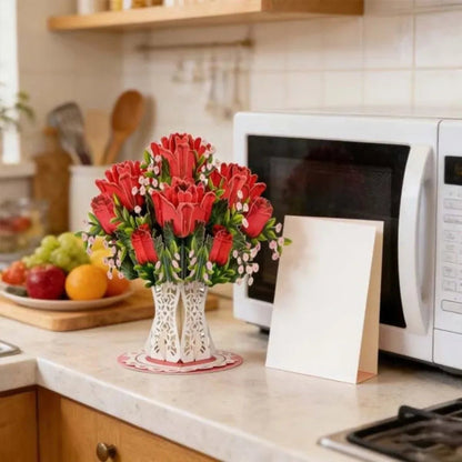 FlowerCard 1+1 GRATIS - 3D Pop Up Blomster Bouquet Special Hilsen Kort