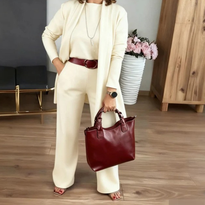 Icone™ ClassySet: Stilfullt Kvinner 3-Delt Lang Cardigan Og Bukser Elegant Sett