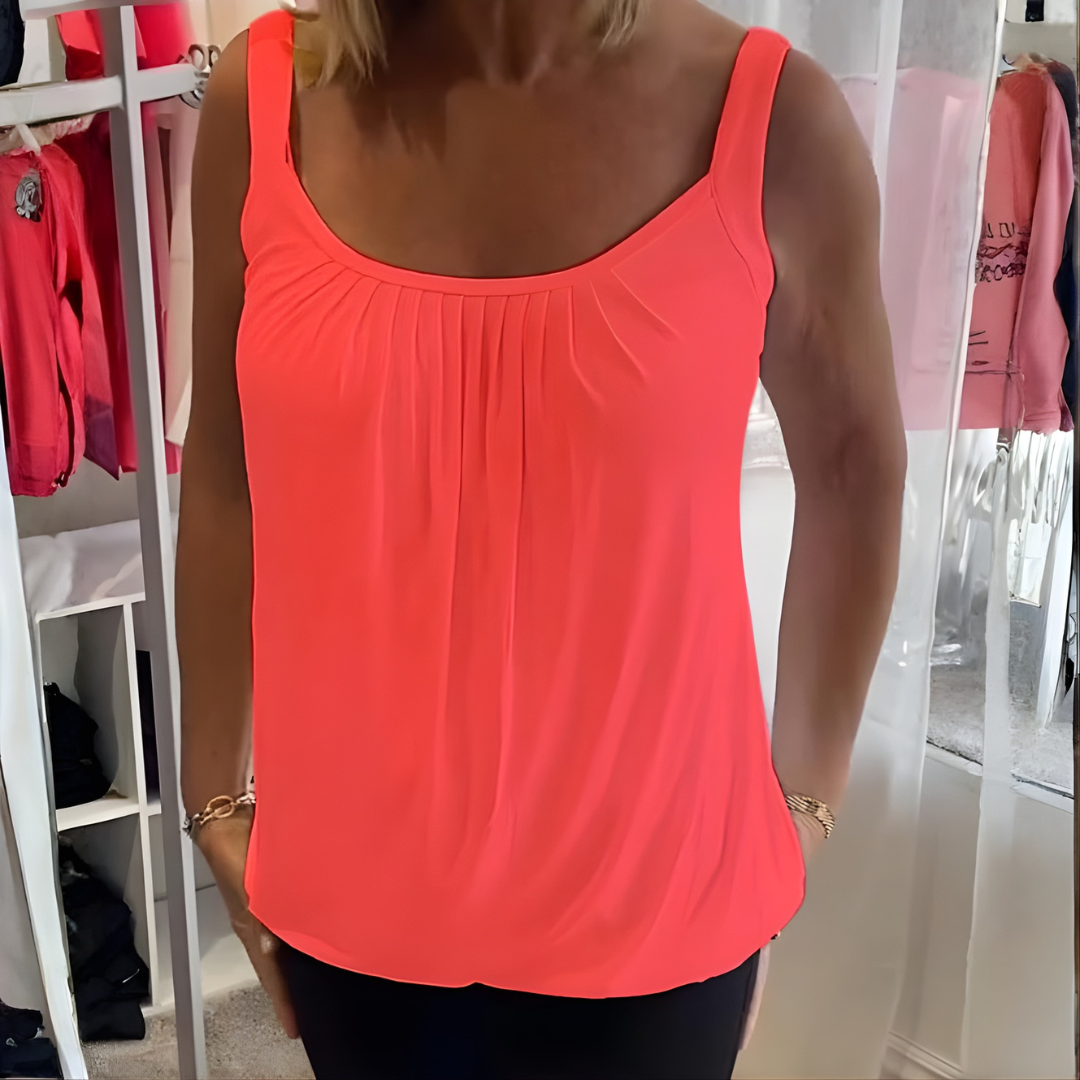 Icone™ SleevelessTop: Stilfuld Sommer Enkel Plisseret Tank Uden Ærmer Top