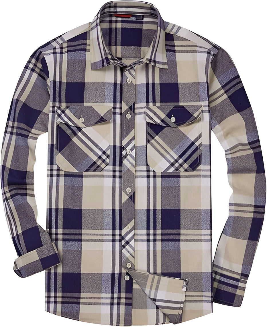 Icone™ CheckeredLongsleeves: Klassisk Avslappet Knapp Ned Rutete Langermet