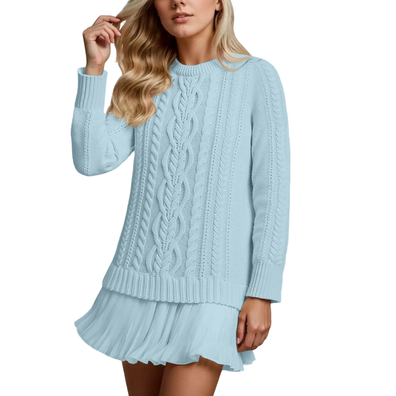 Icone™ KnittedDress: Koselig Midi Langermet Strikket Kjole