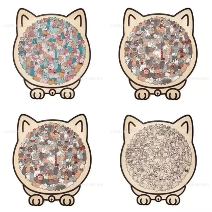 Kletshuts™CatPuzzle: Unikt Katt Puslespill i Fargerikt Tre