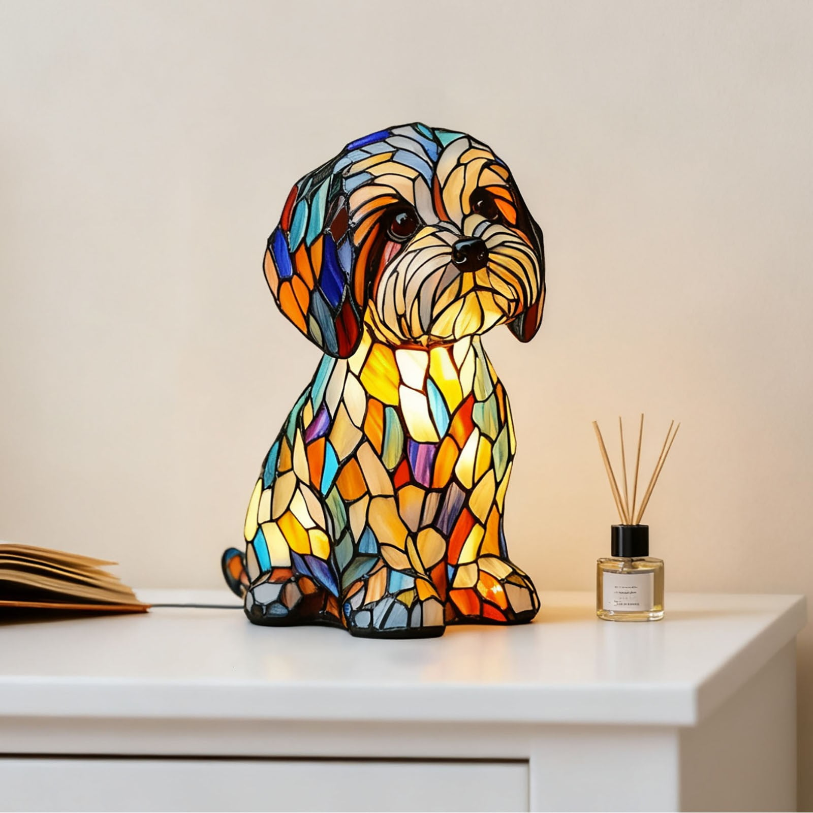 Ledsen™ DogLamp: Moderne Kunstnerisk Flekkete Ambient Hundelampe