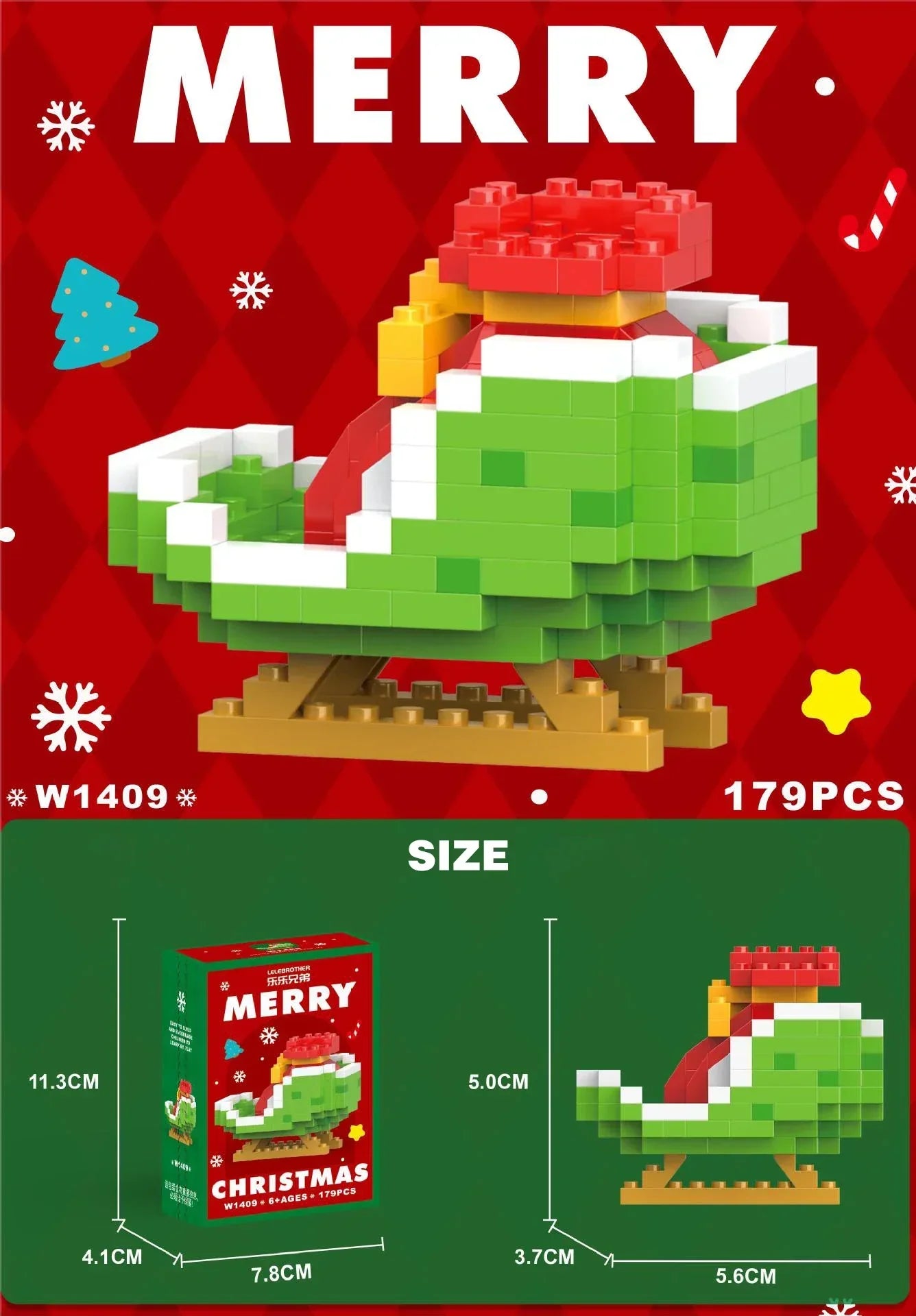 Kletshuts™ HolidayBlocks 1+1 GRATIS: Barn Kreative Mikro Byggeklosser Jul Høytidsutgave