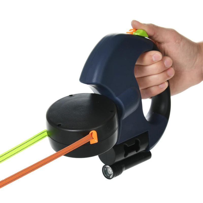 DogFri™ DoubleLeash: LED-lys Dobbelt hode Uttrekkbar hundesnor