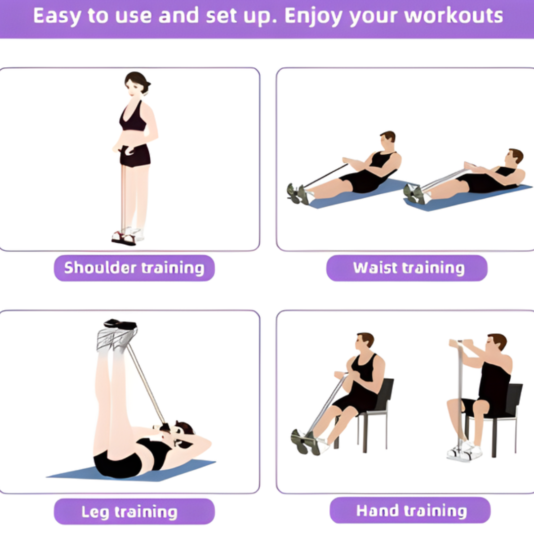 BandTrainer 1+1 GRATIS: Elastisk Lett-Å-Bære Fitness Pedalbåndtrener