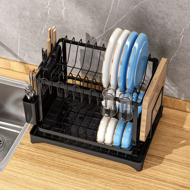 Globetrek° DishDrainer: Multi-Niveau Pladsbesparende Kjøkken Retter Dræne Arrangør