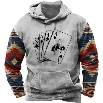 Icone™ WesternHoodie: Stilfuld Vintage Løs Pasform Komfortabel Western Hoodie