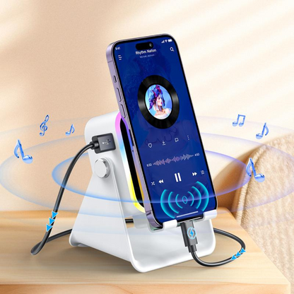 SoundCharge - Smart Bærbar Induktions Lyd Telefon Stand Oplader Og Højttaler